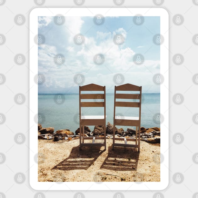 Two Empty Chairs On Beach Sticker by visualspectrum